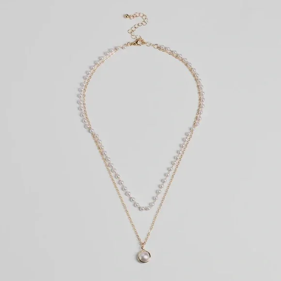 Pearl Choker Necklace Pearl Layered Pendant Necklace - Picture 2 of 3